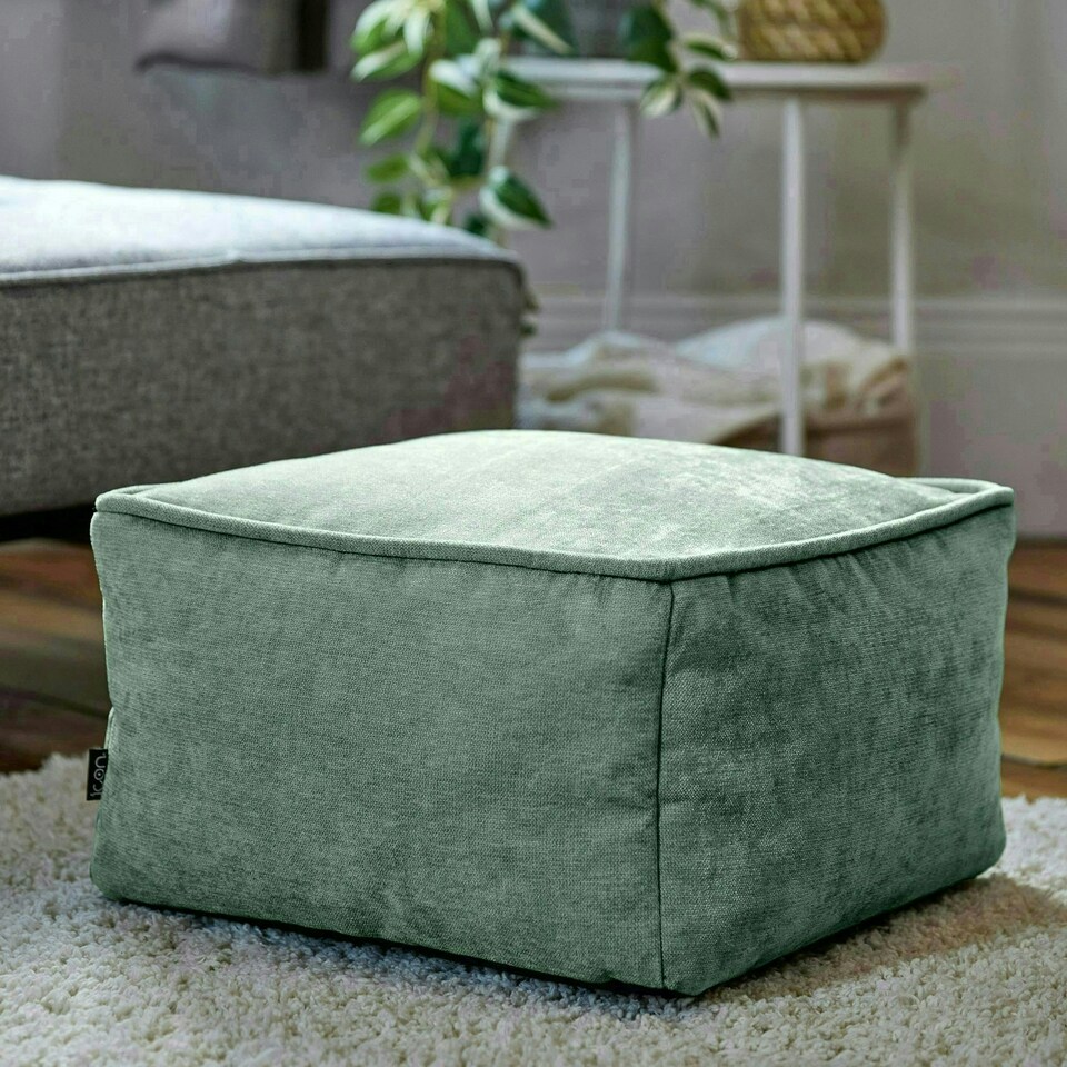image 1 of icon Amara Chenille Bean Bag Pouffe Sage Green Green