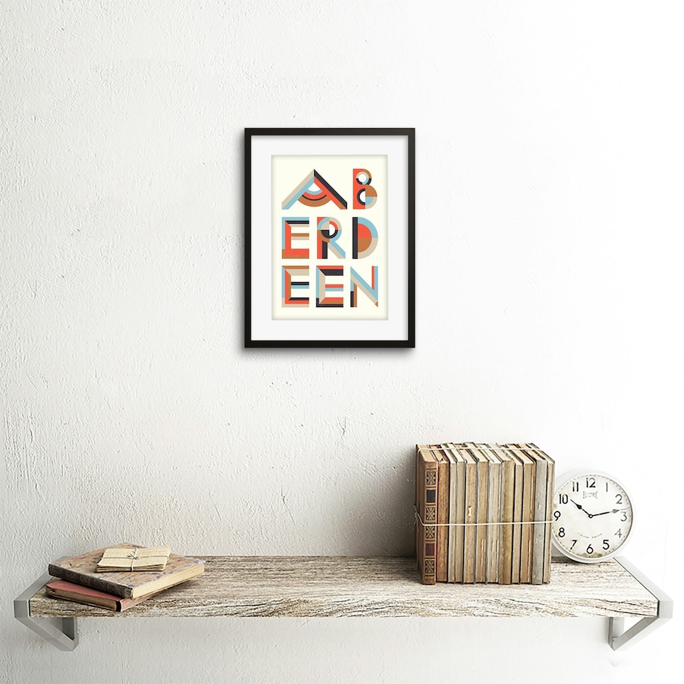 image 1 of Aberdeen Colourful Word 9x7" Black Framed Wall Art Print