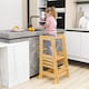 image 5 of COSTWAY Toddlers Step Stool Montessori Kitchen Step Stool-Natural