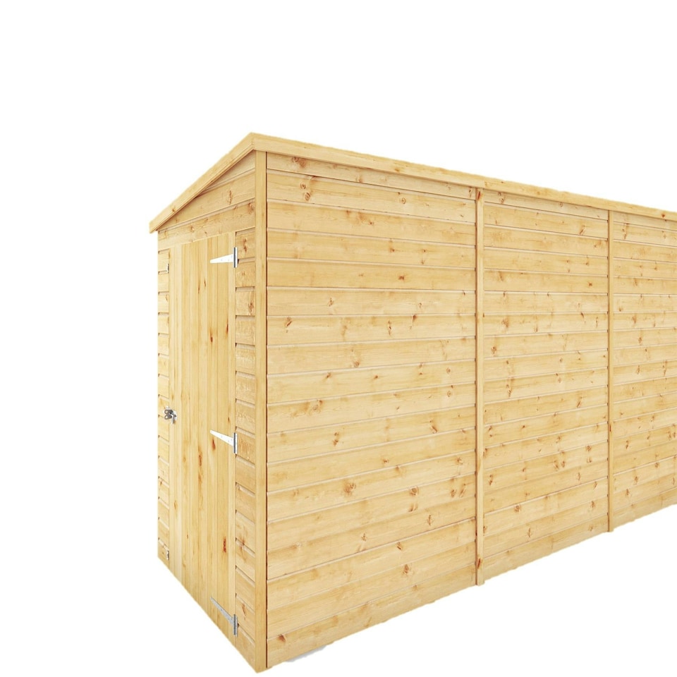 image 1 of 12 x 4 Modular Garden Shed Wooden Shiplap Pent Tongue and Groove Storage Brown