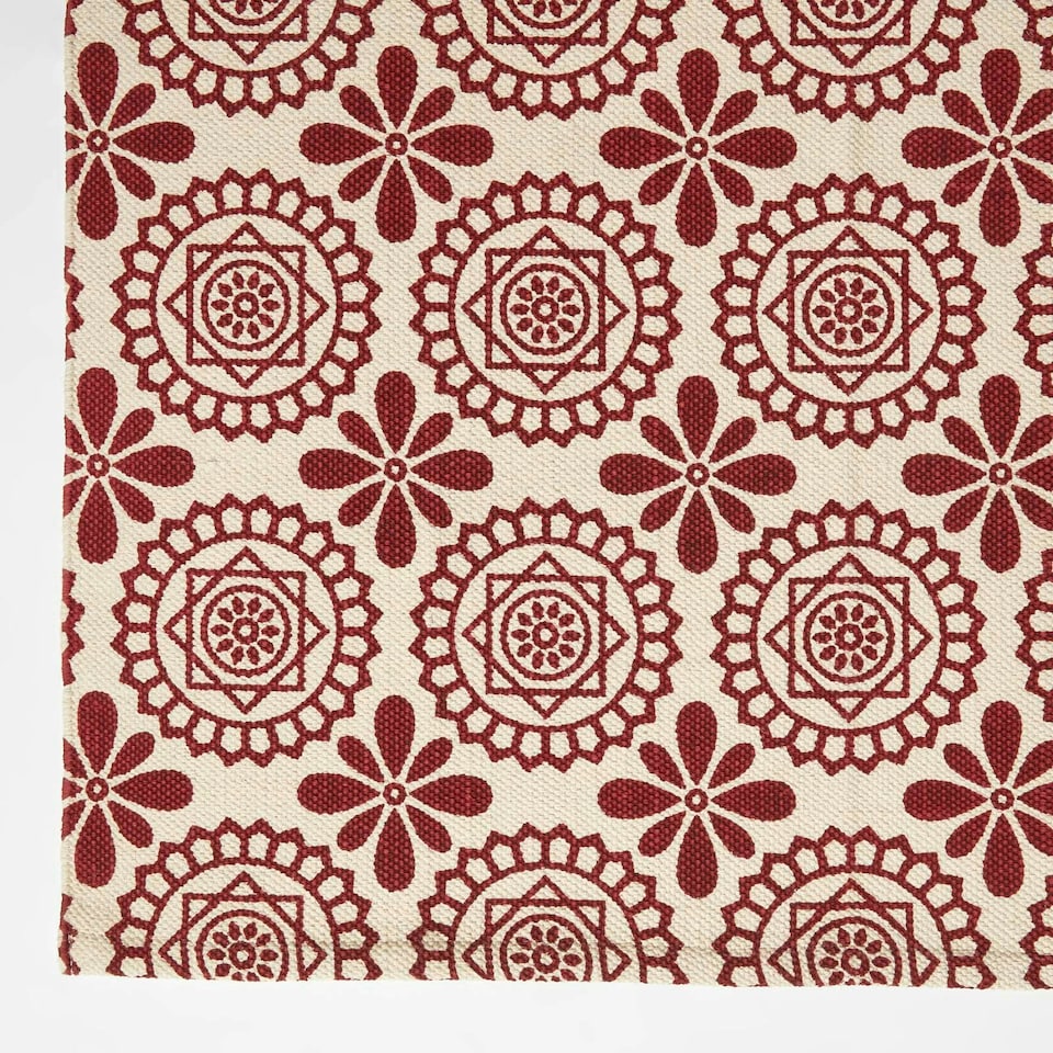 image 1 of Homescapes Cassia Red Cotton Geometric Rug - 160 x 230 cm Red | 160 x 230 cm