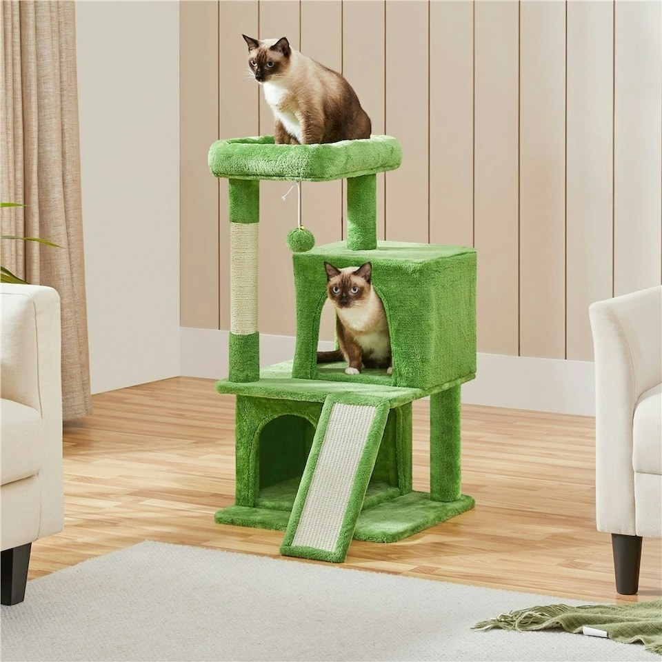 image 1 of Yaheetech 92 cm Cat Tower with Double Condos Green