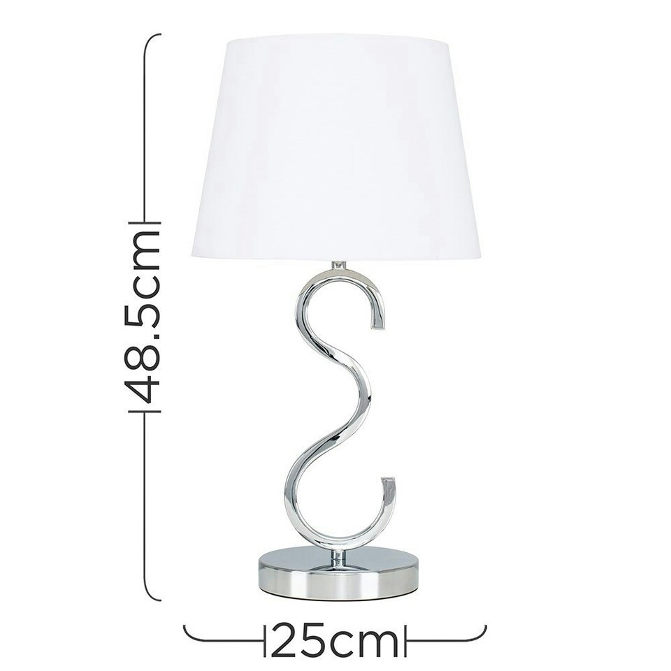 image 1 of ValueLights Cabonna Dimmable Polished Silver Table Lamp with Small White Tapered Shade and E14 Candle LED 5W Warm White 3000K Bulb White