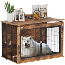 PawHut Dog Crate Furniture with Openable Top, Two Doors, for Large Dogs