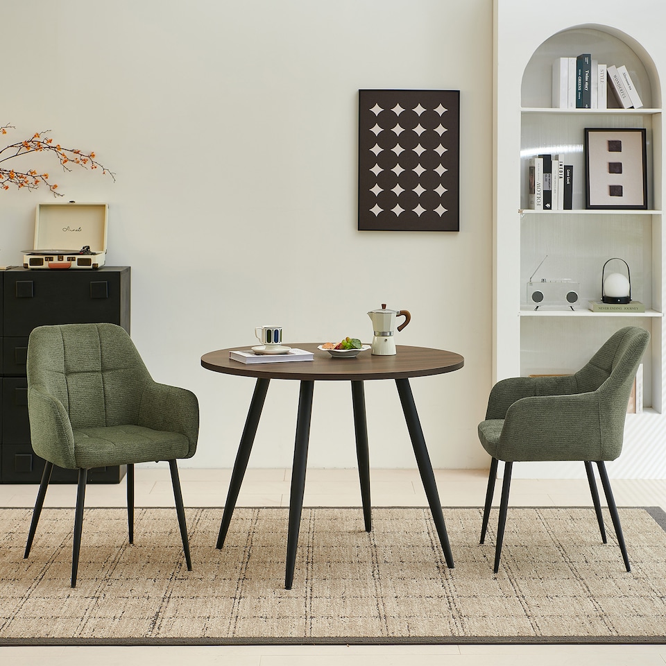 image 1 of SONARA Dining Chair Set of 2, Water-Repellent Plush Chenille Upholstered for Dining Room | Green