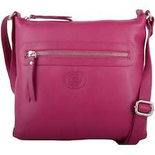 London Leathergoods Womens Premium Genuine Leather Cross Body / Shoulder Bag | Pink | Magenta