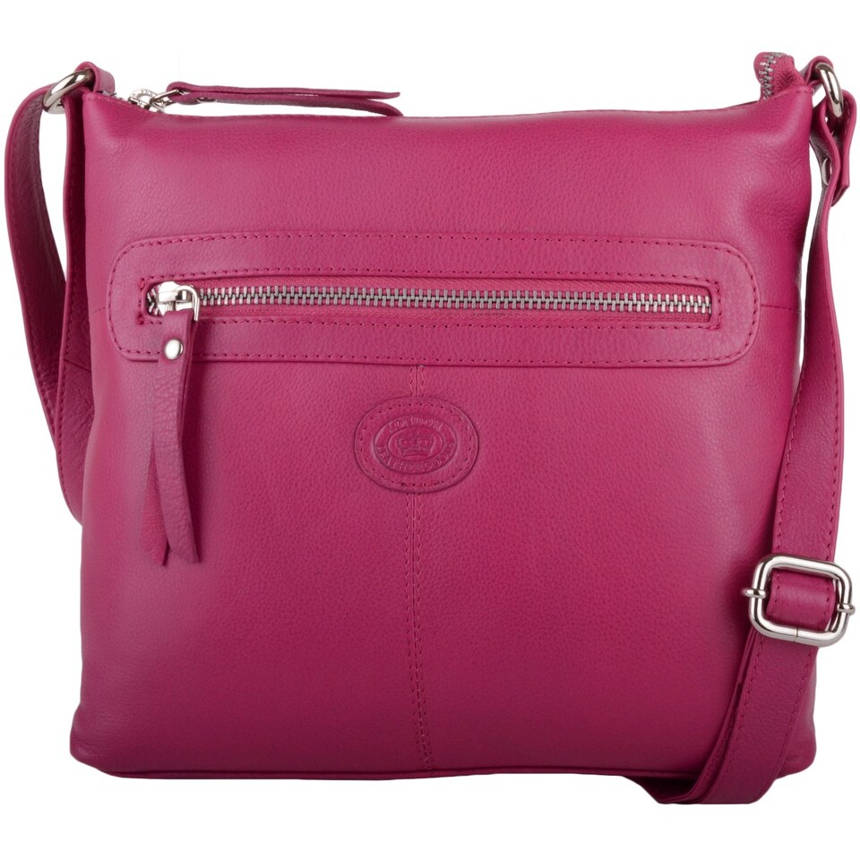 image 1 of London Leathergoods Womens Premium Genuine Leather Cross Body / Shoulder Bag | Pink | Magenta