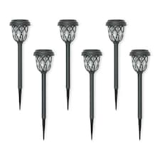 ValueLights Set of 6 Diamond Black Outdoor Solar Spike Light