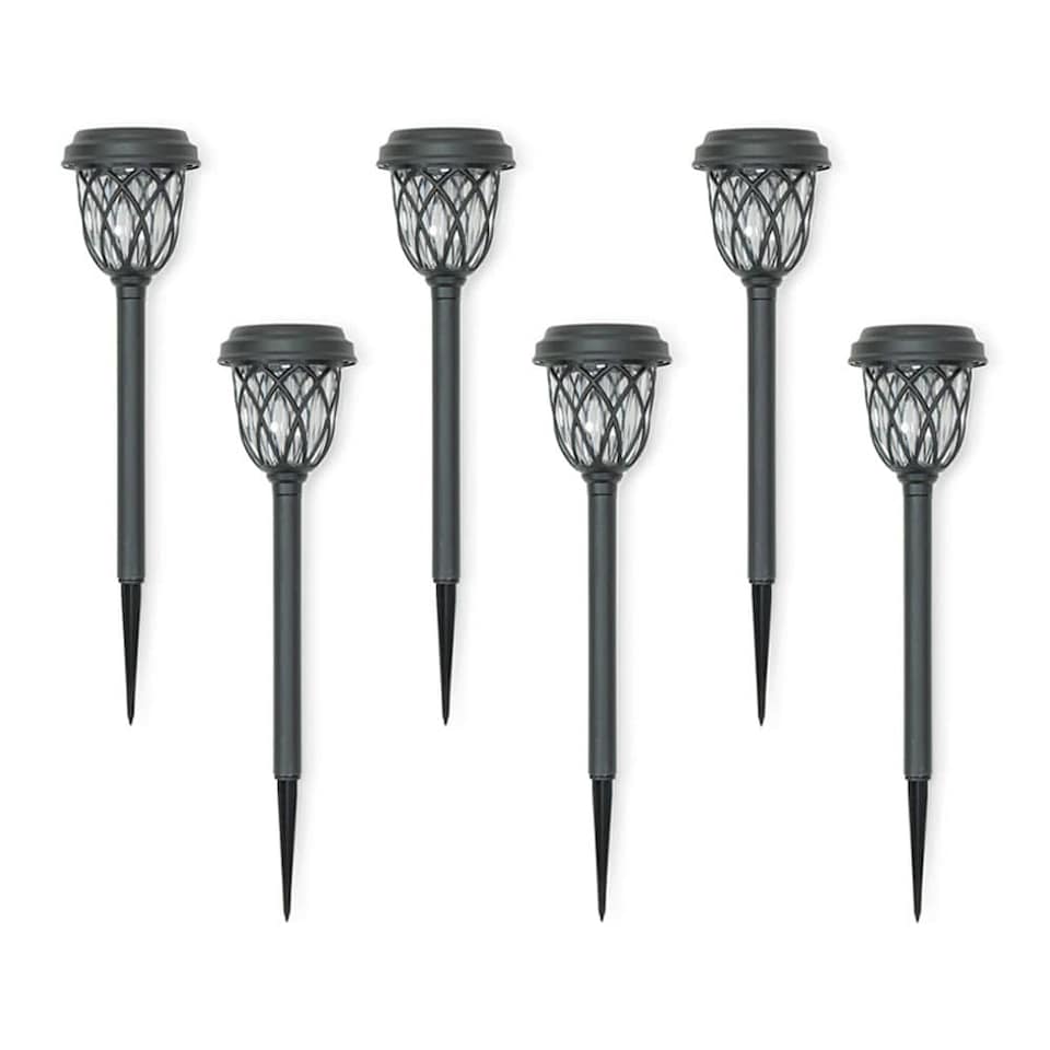 image 1 of ValueLights Set of 6 Diamond Black Outdoor Solar Spike Light