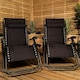 image 2 of Set of 2 Luxury Padded Multi Position Zero Gravity Garden Relaxer Chair Lounger in All Black
