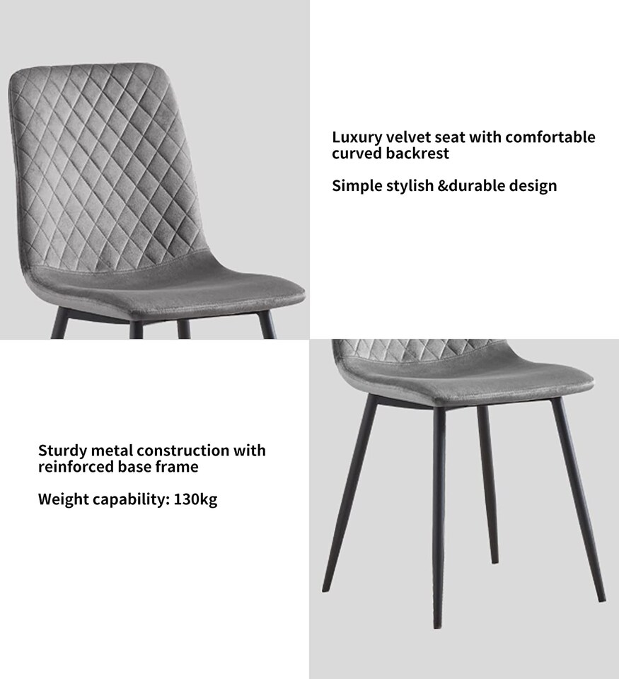 image 1 of MCC Direct Set of 2 Lexi Velvet Fabric Dining Chairs with Metal Legs Pink