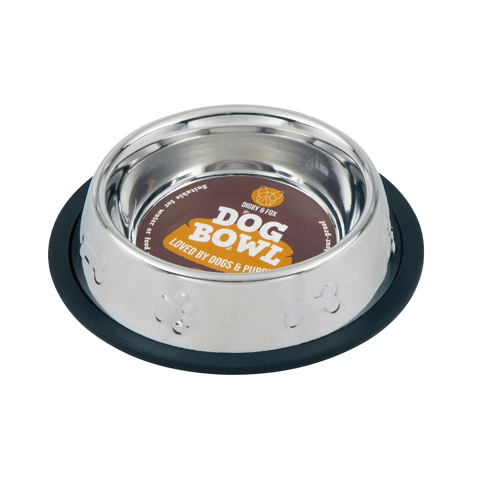 Digby & Fox Non Slip Dog Bowl - Silver - 1.4L