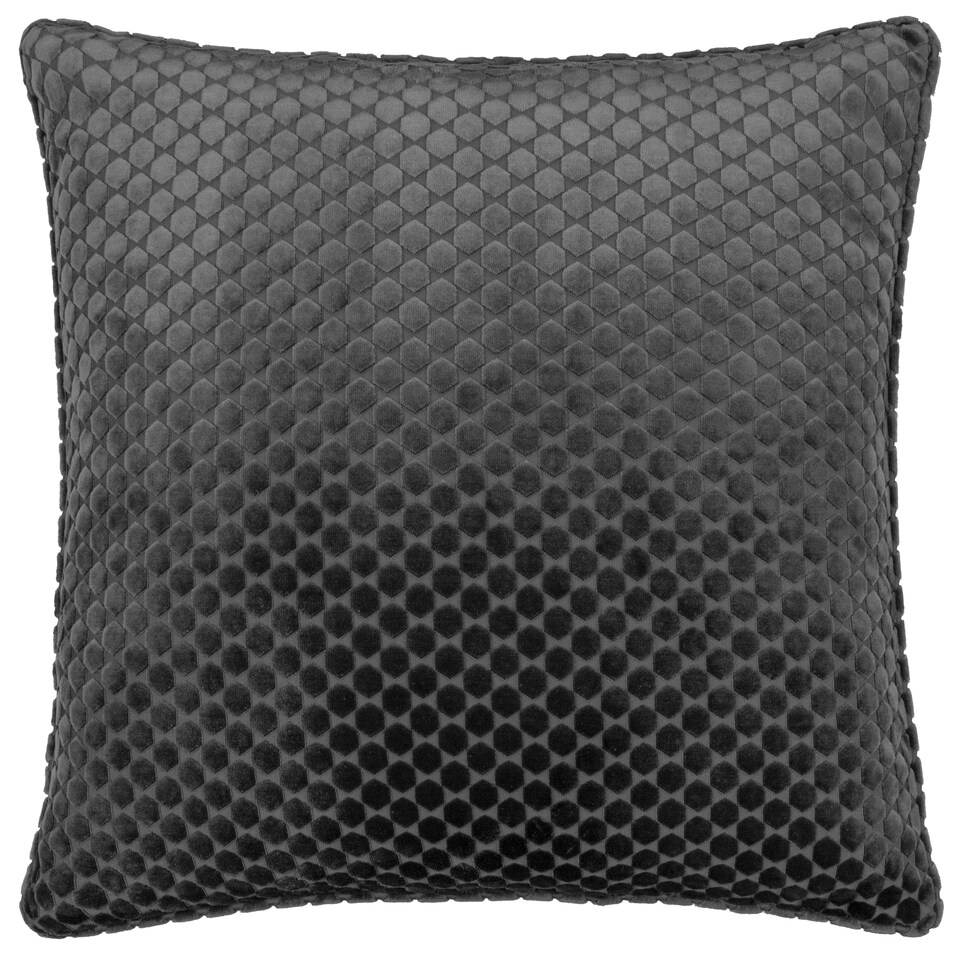 image 1 of Paoletti Neptune Velvet Cushion | Grey | Charcoal | 50 x 50cm | 1