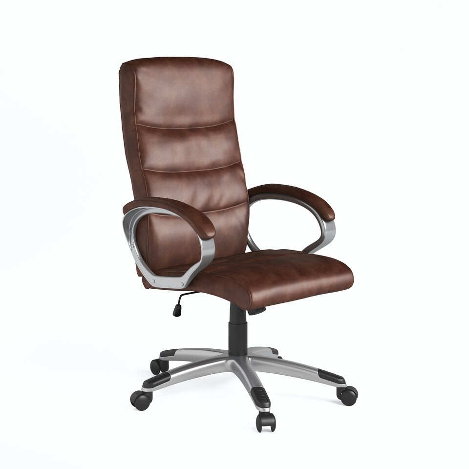 image 1 of Hampton office chair in brown leather Brown | Brown