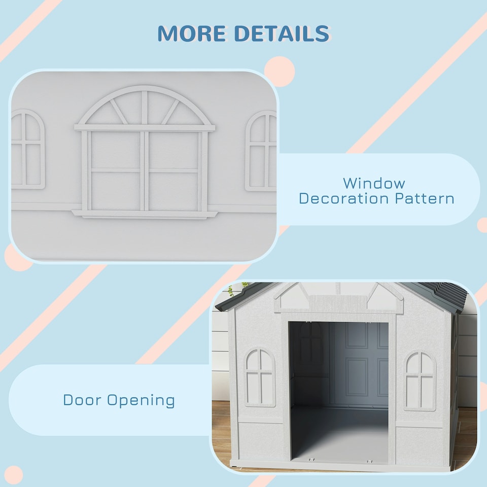 image 1 of PawHut Weather-Resistant Dog House, Puppy Shelter for Large Dogs - Grey