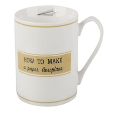 Creative Tops ‘Origami Plane’ DIY Plane-Themed Fine China Mug, 350 ml (16 fl oz) – Gift boxed, White | Multi