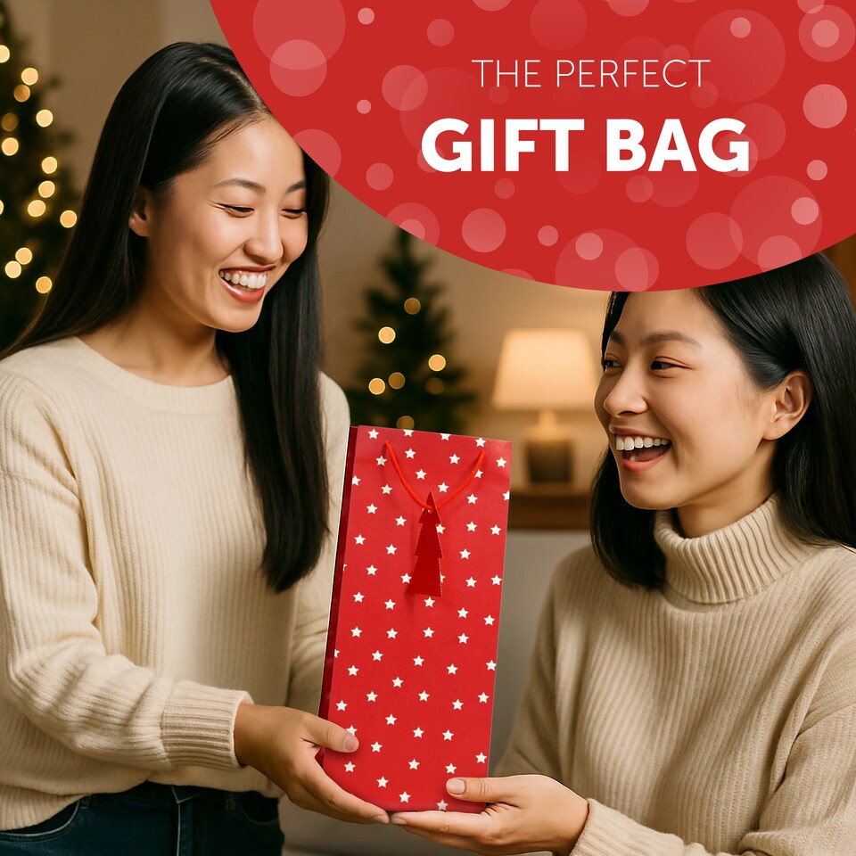 image 1 of Kraft and Co Christmas Wine Bottle Gift Bags with Cord Handles, 3 Pack