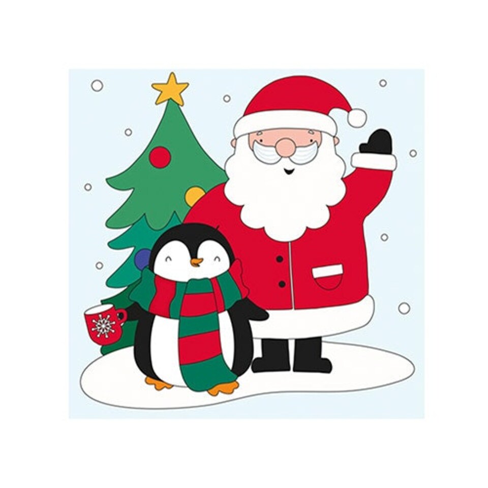 Cute Penguin & Santa Claus Christmas Characters Gel Window Sticker