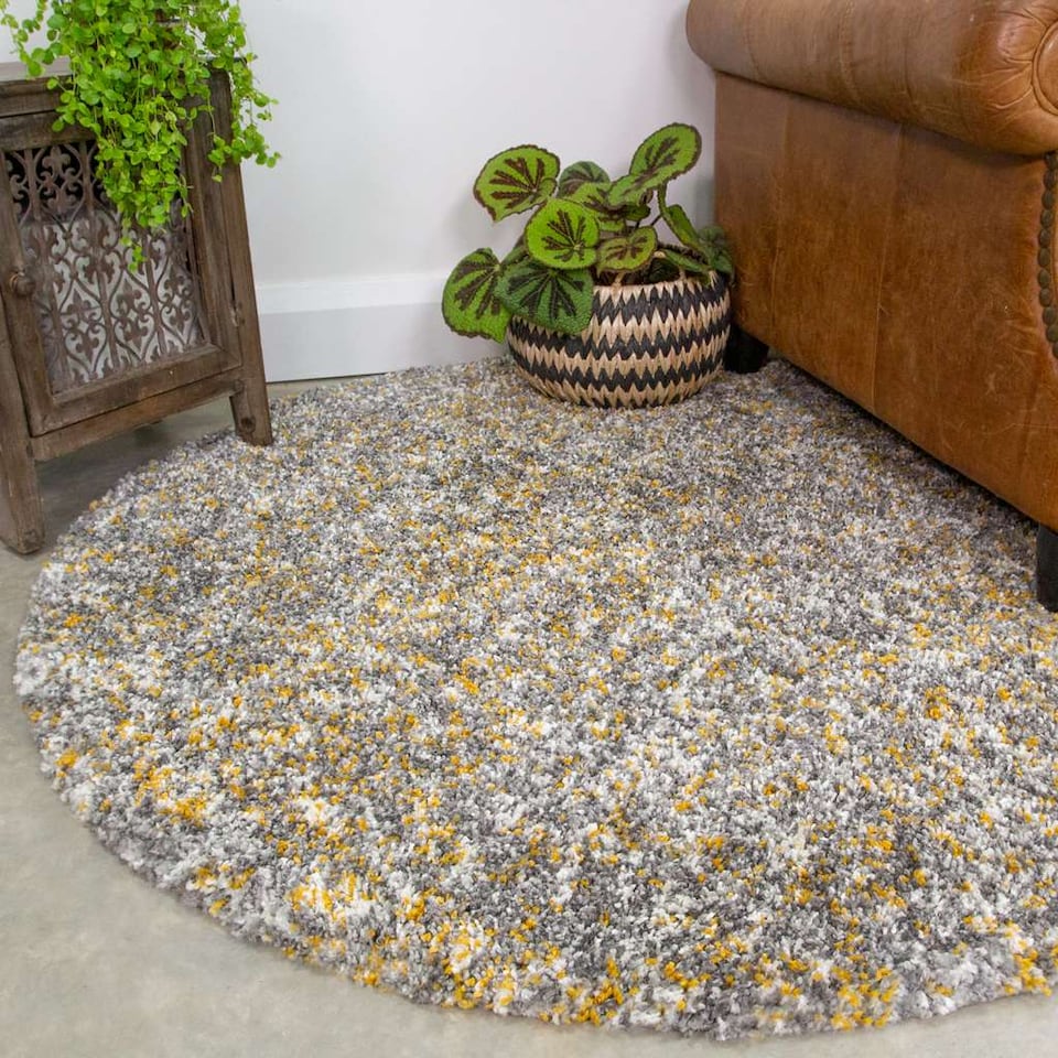 image 1 of KUKOON Yellow Ochre Mottled Shaggy Living Area Rug 120cm x 170cm