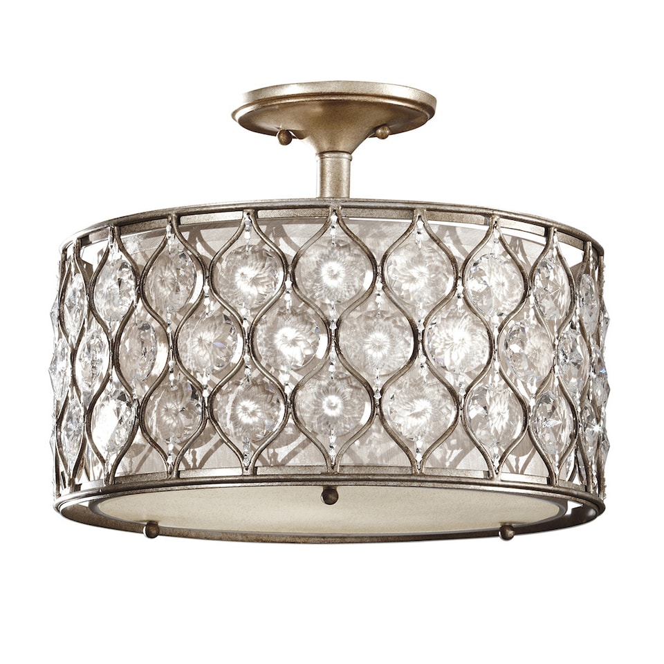 image 1 of Lucia 3 Light Semi Flush Ceiling Light Burnished Silver, E27