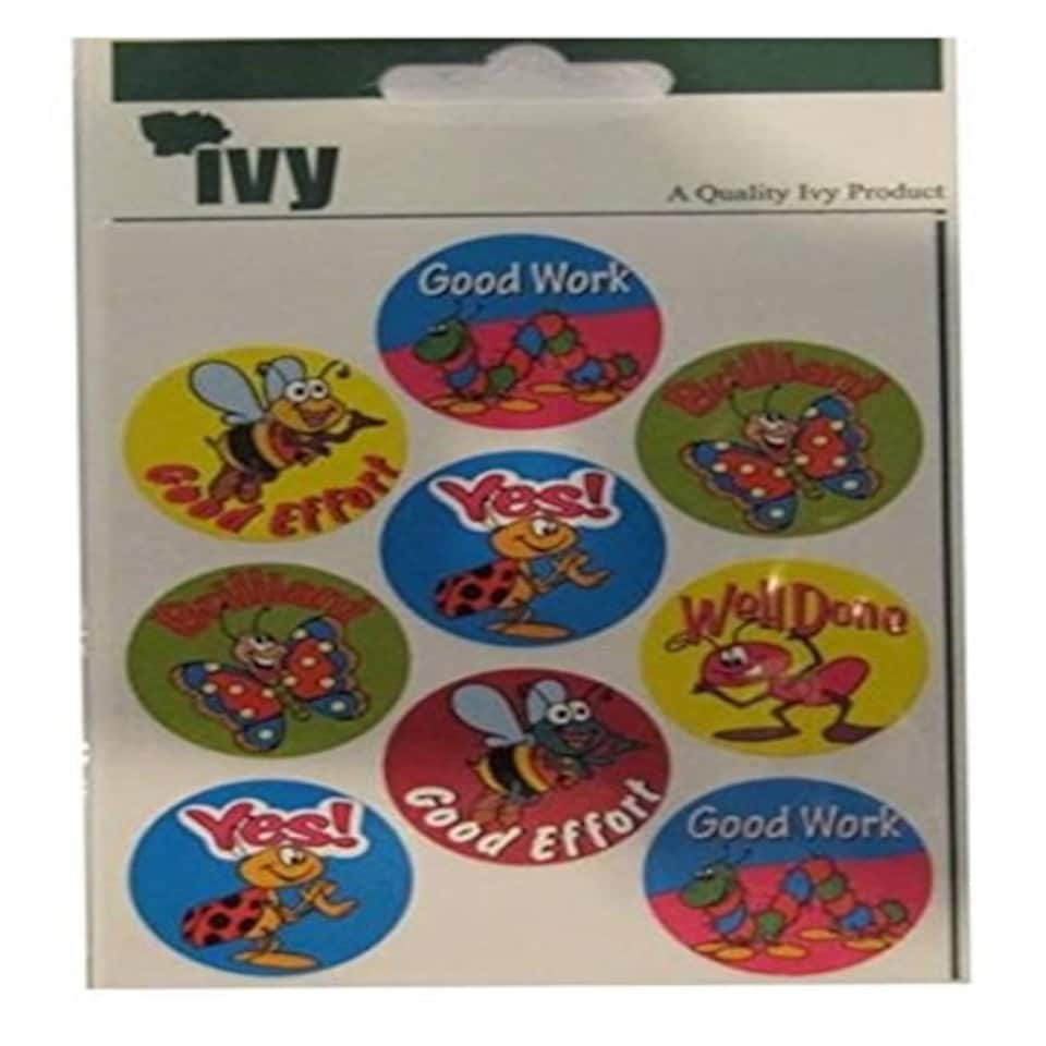 image 1 of 27 Motivational Bugs Stickers Circle Round Dot Sticky Labels Self Adhesive