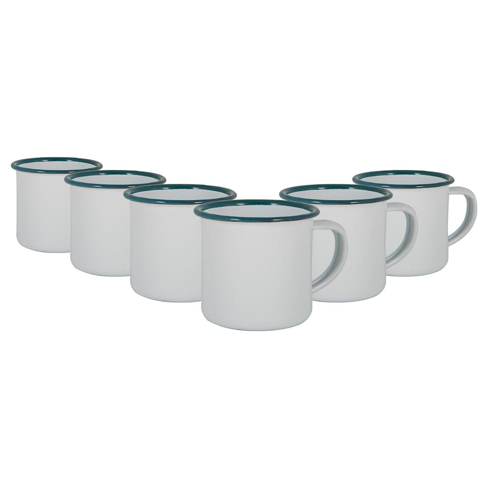 image 1 of Argon Tableware White Enamel Espresso Cups - 130ml - Green - Pack of 6 | Green | Green