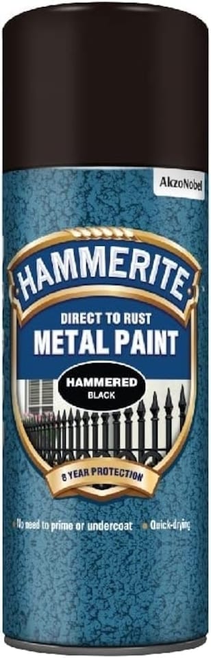 image 1 of Hammerite Metal Paint 400ml Aerosol Hammered Black