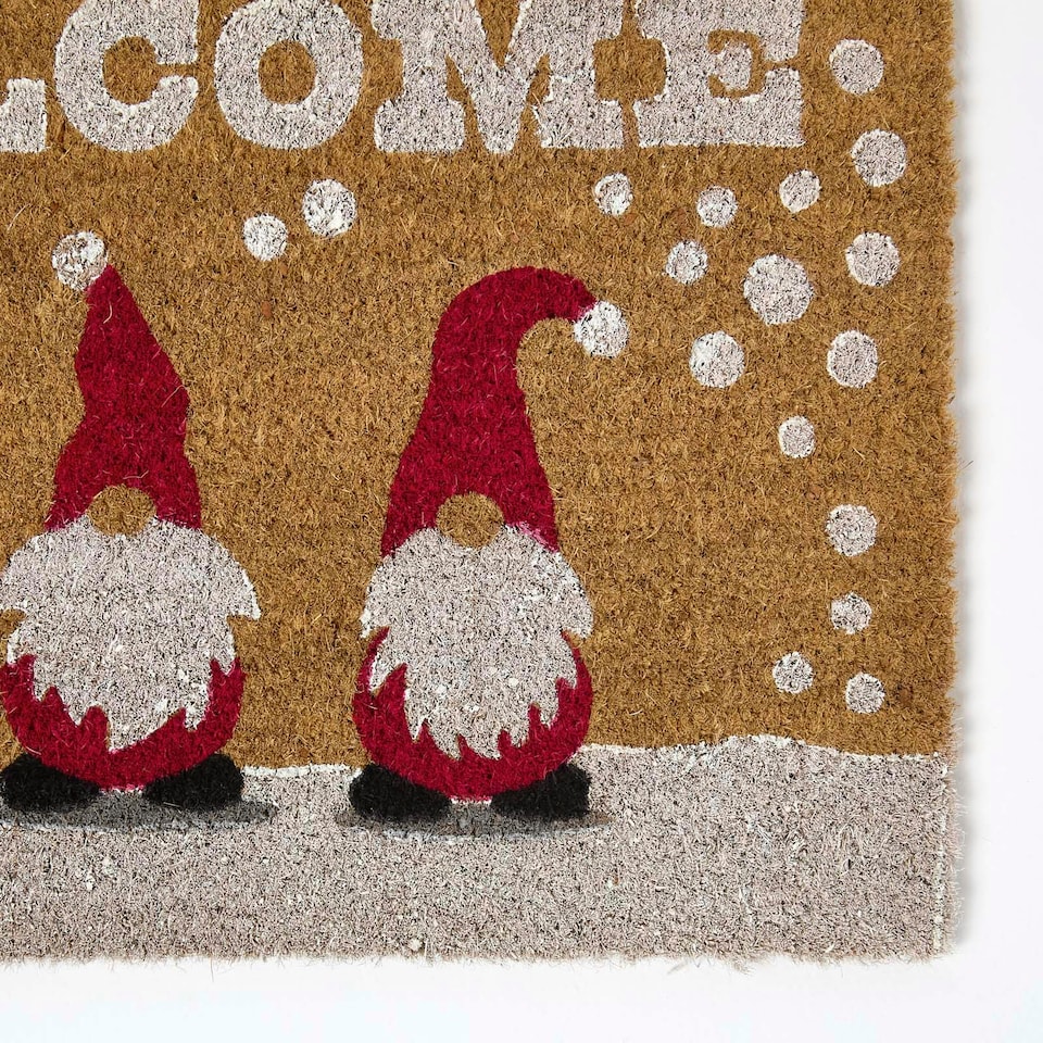 image 1 of Homescapes Coir Doormat Christmas Gonk - 40 x 60 cm