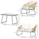 image 3 of Outsunny 4 Piece Rattan Garden Furniture Set, Wicker Patio Outdoor Furniture Set with Loveseat, Armchairs, Glass Top Coffee Table and Cushions for Patio, Conservatory, Balcony, Natural Wood Finish | Brown