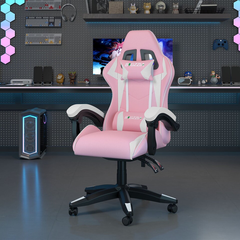 image 1 of Rattantree Reclining PU Leather Gaming Chair With Lumbar Support
