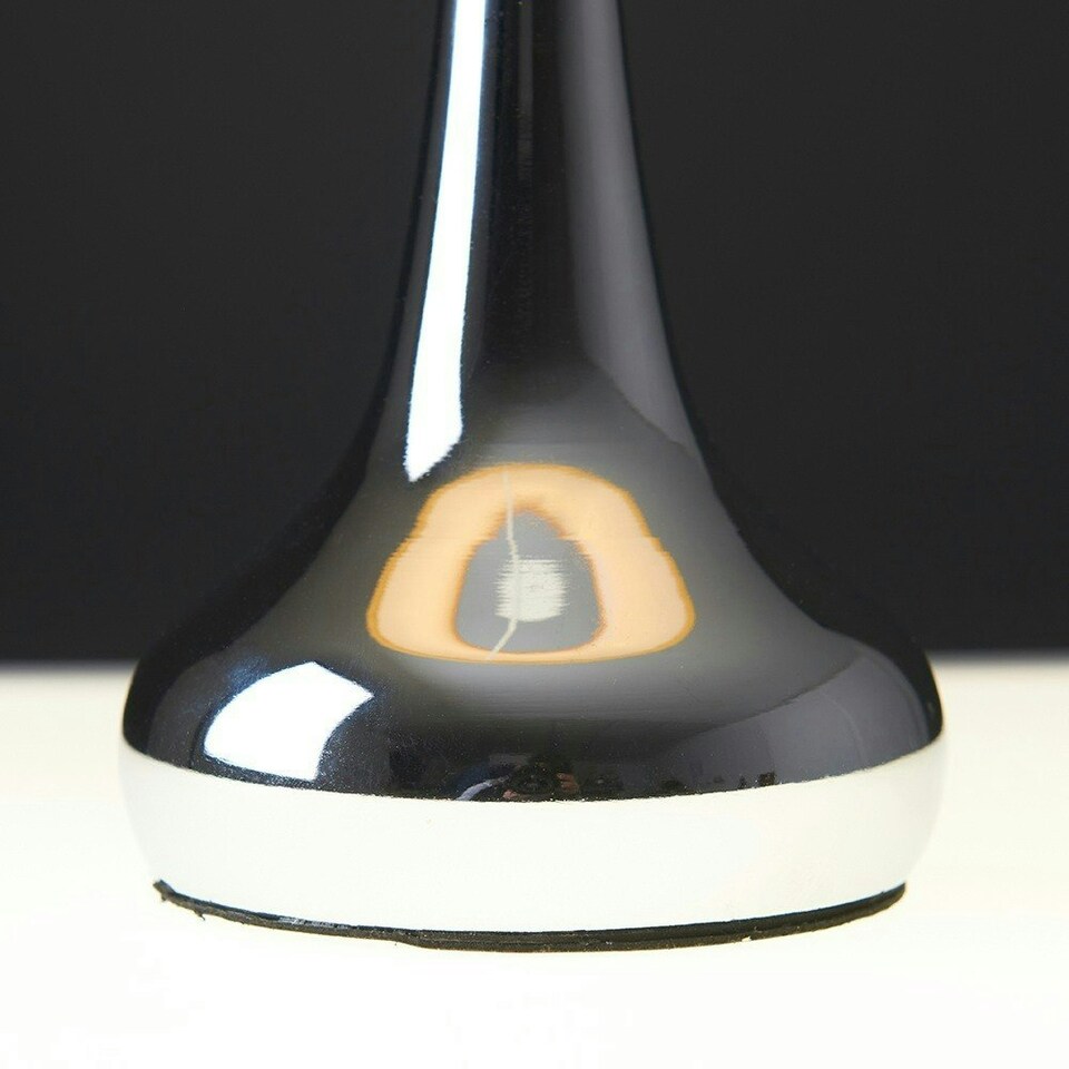image 1 of ValueLights Teardrop Pair of Chrome Touch Table Lamps with Grey Shade and Bulbs