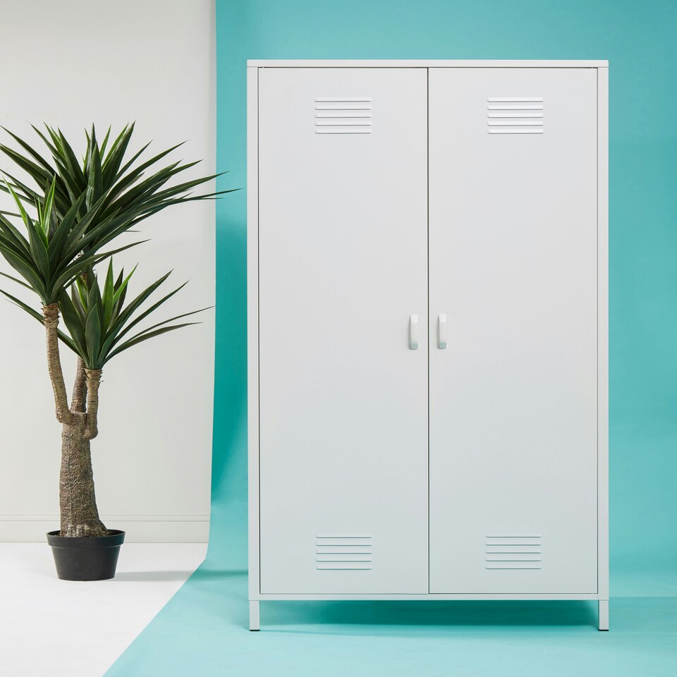 image 1 of Interiors by Premier Two Door Black Wardrobe, Customized Organation by Adjustable Shelf Wardrobe, Stylish Wardrobe With Drawers White