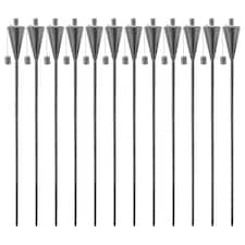 Harbour Housewares Metal Garden Torches - Cone - Silver - Pack of 12