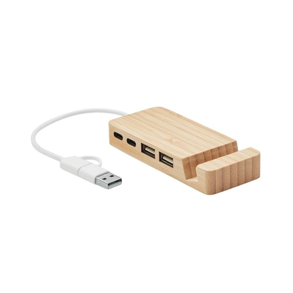 image 1 of MidOcean Hubstand Bamboo USB Hub - Wood - One Size