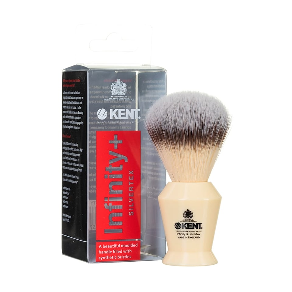 image 1 of Kent Brushes Infinity Plus Ivory White Synthetic Shaving Brush