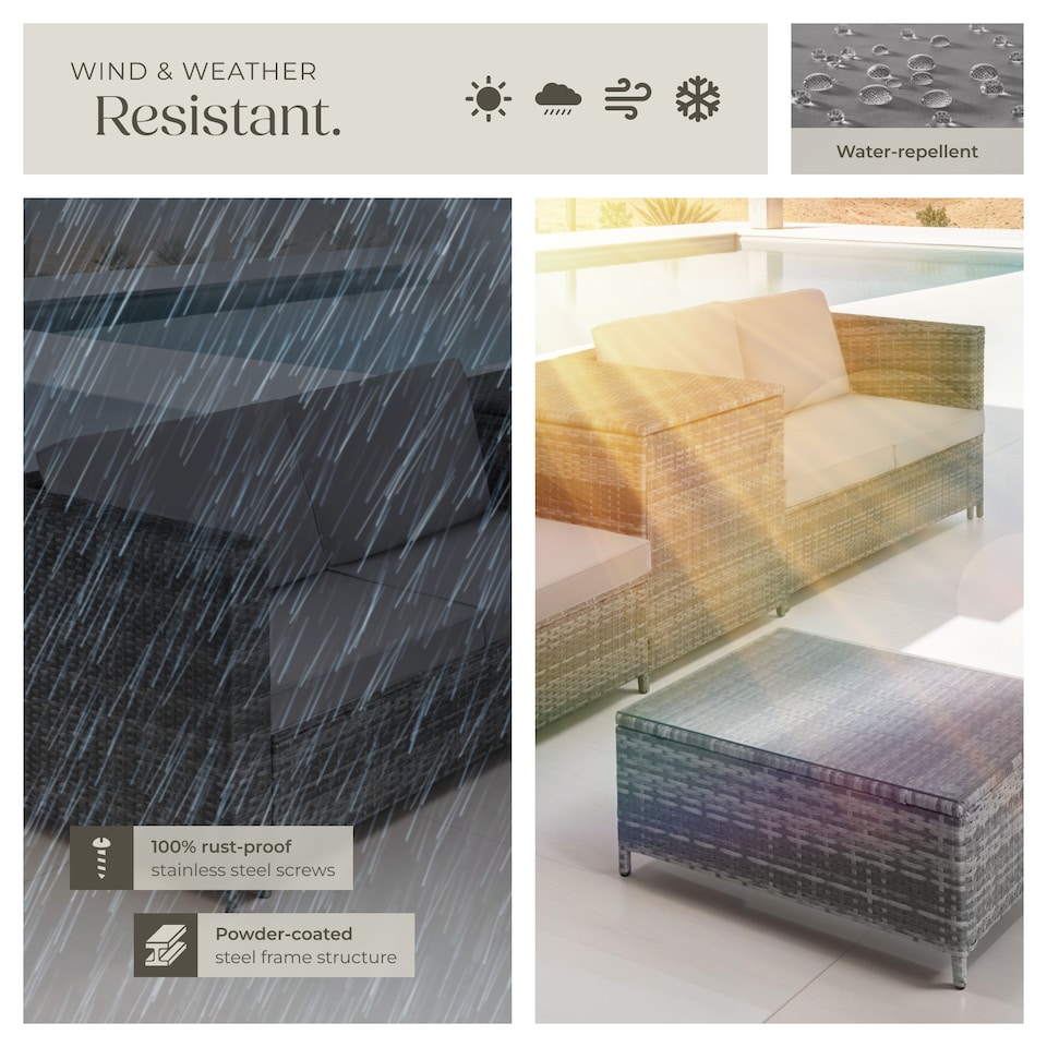 image 1 of Garden Furniture Set Siena - for 4 people, with large storage box, thick seat cushions | Grey | grey/light grey | 140 x 75 x 65,50 cm | 1