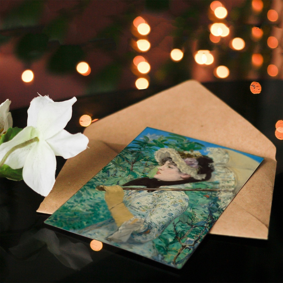 image 1 of Edouard Manet Art Card Jeanne Spring Parasol Portrait