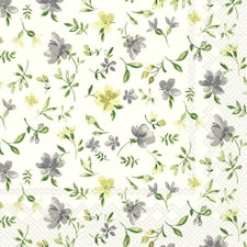 IHR  Fleurs Grey Yellow Cocktail Napkin 25cm 3ply 20 Pack