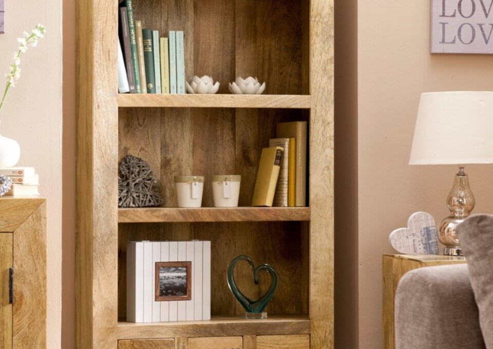 image 1 of Dakota Large Bookcase - Mango Wood - L30 x W75 x H175 cm - Light Finish | Brown