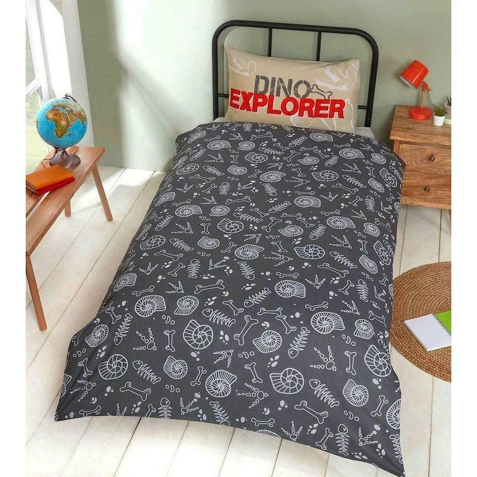 image 1 of National Geographic Dino Explorer Velociraptor Duvet Set - Beige/Red - Single