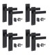 image 1 of Golden Grace 4 Sets Victorian Straight Delta Door Handles in Matt Black with 1 Pair of 3" Ball Bearing Hinges & Latches Pack - 150mm x 40mm Backplate Black