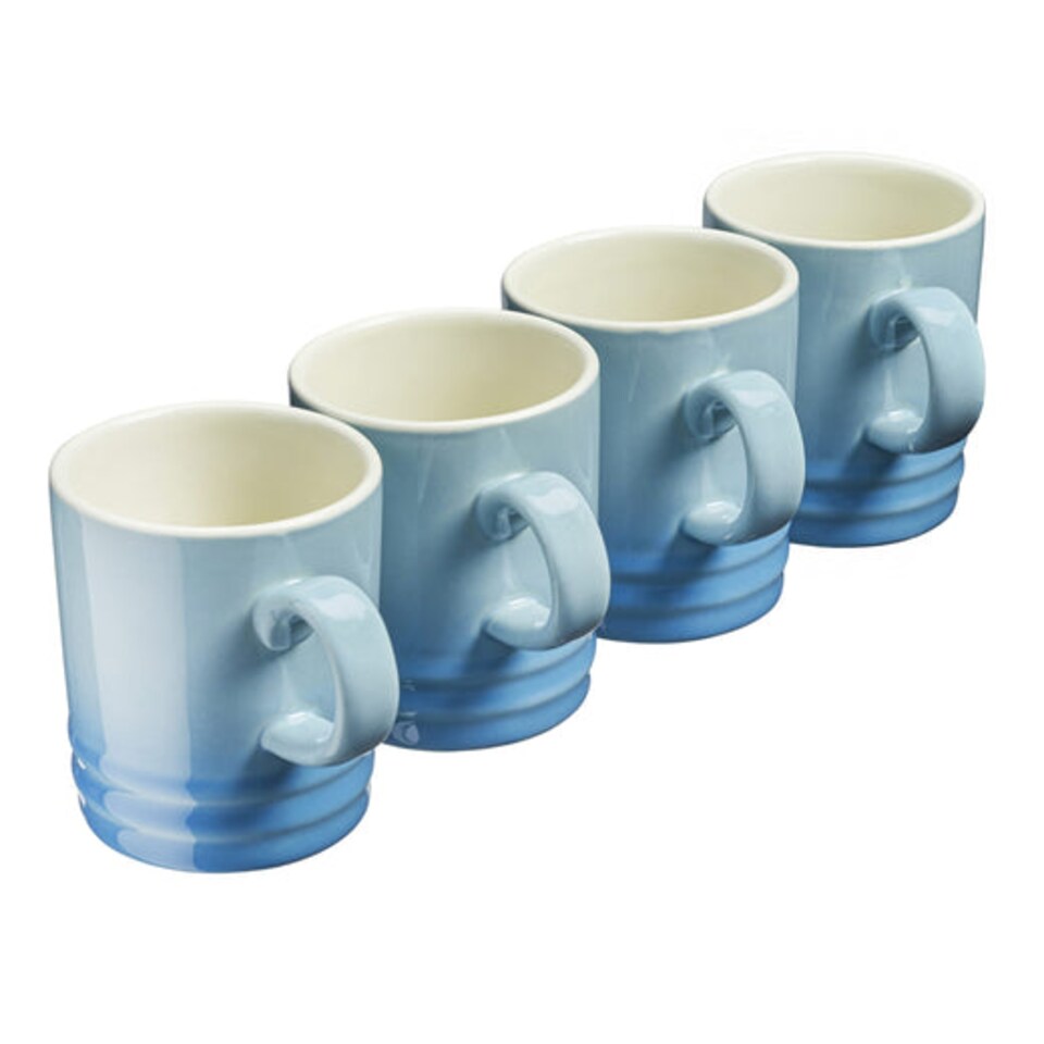image 1 of Cooks Professional 4 Piece Mug Set |  Durable Dishwasher Safe Stoneware | 350ml | Blue | Blue | 4