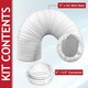 image 2 of SPARES2GO Cooker Hood Vent Hose 3 Metre 5" 5.9" Duct Pipe Extension Threaded Coupler Connector Ring Kit White