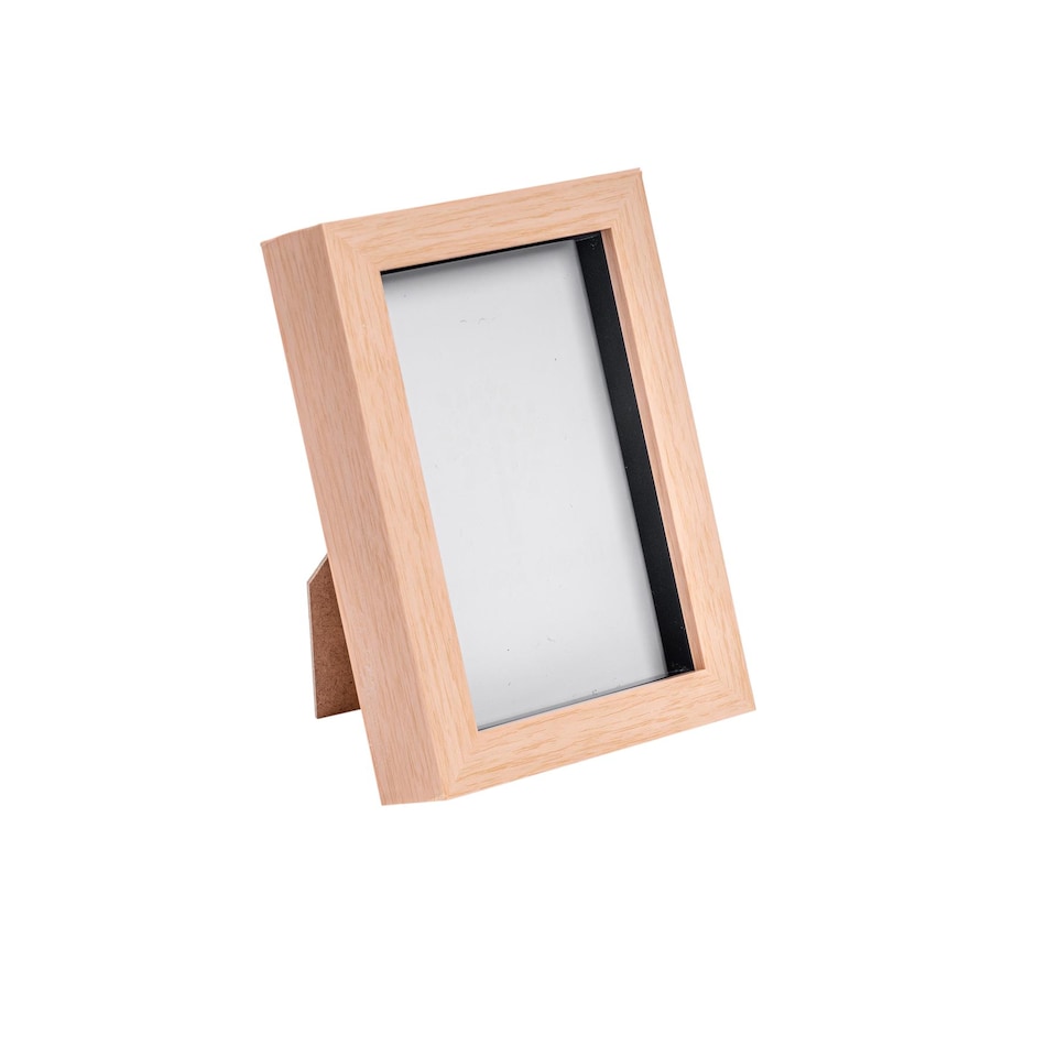 image 1 of Nicola Spring 4 x 6" Photo Frame - Light Wood - 3D Photo Frame Picture Frame Box Portrait Display Case (17.5 x 12.5cm)