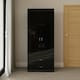 image 2 of FWStyle Chilton Combination Wardrobe 2 Door 2 Drawer - Black Gloss Front Black