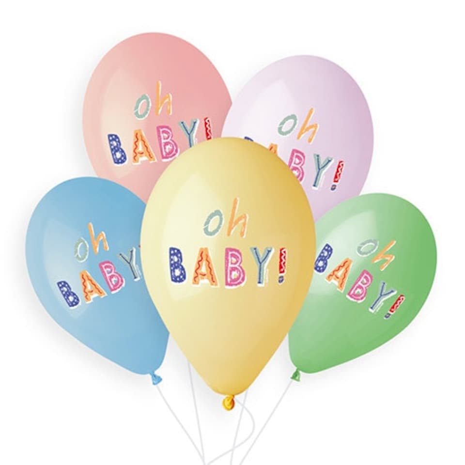 image 1 of Sweet Oh Baby Pastel Latex Balloons 33cm / 13 in - Pack of 6