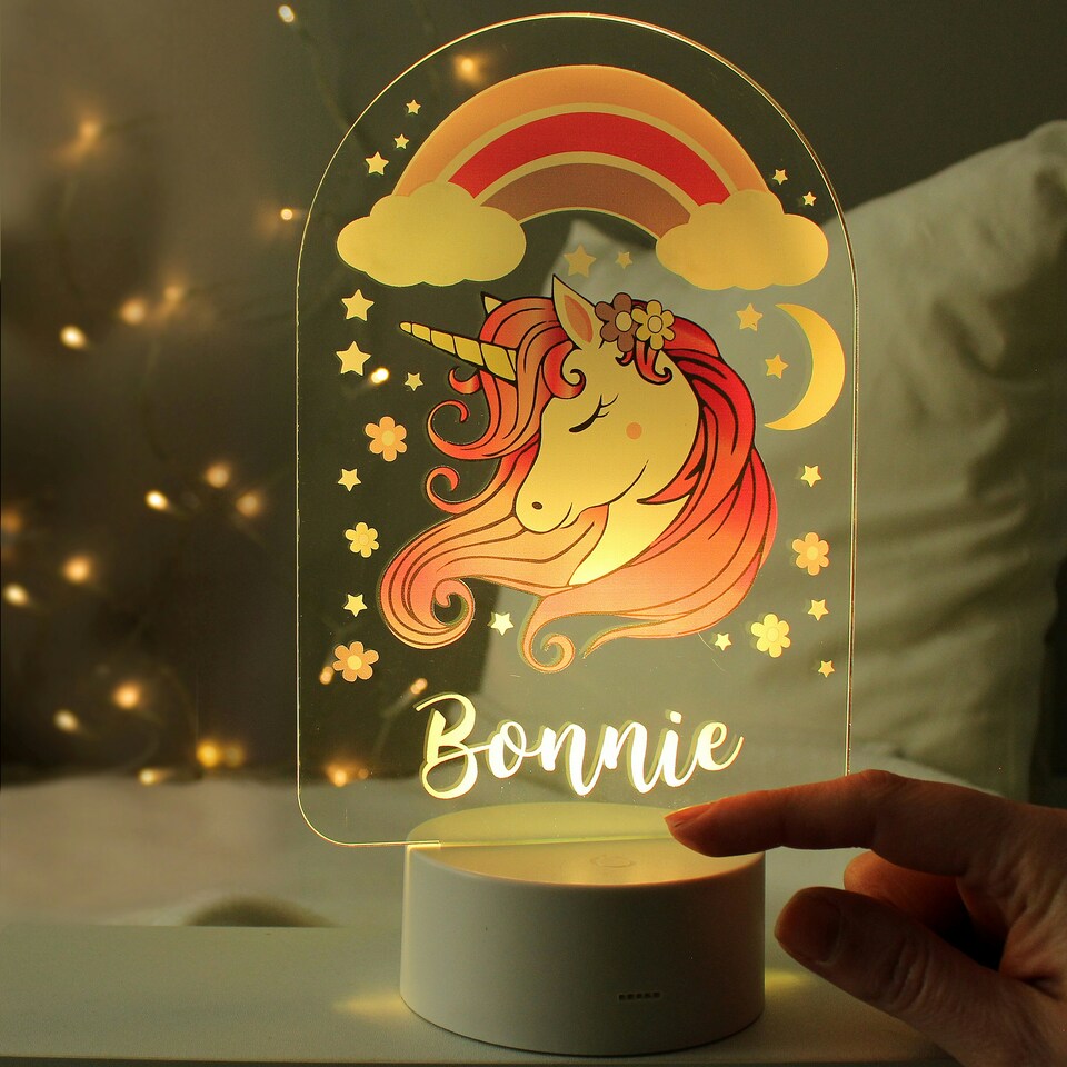 image 1 of Personalised Pink Unicorn LED Colour Changing Night Light