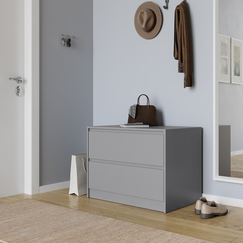 image 1 of URBNLIVING 2 Drawer Chest Storage Unit With Adjustable Feet | Multi | Grey | 1