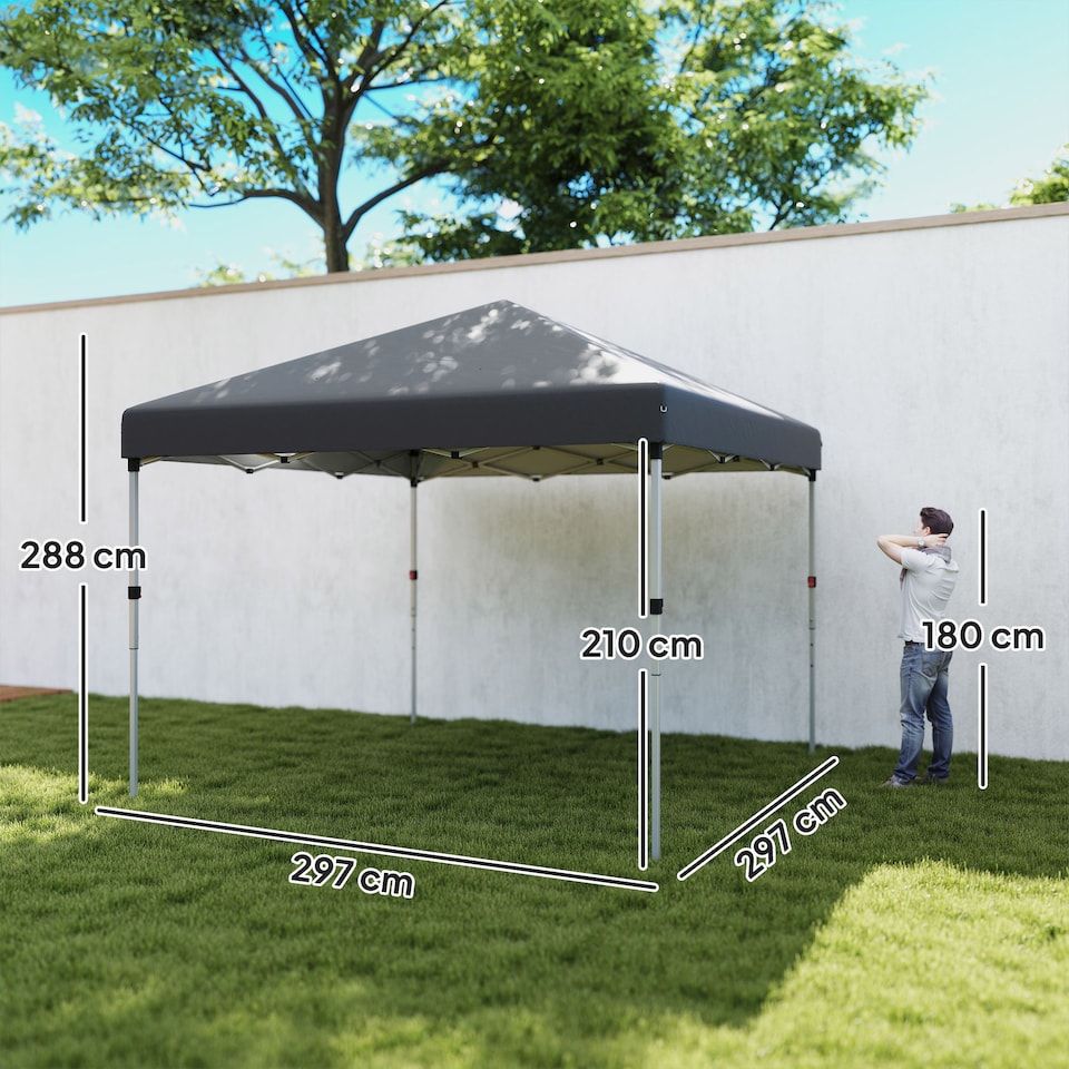 image 1 of Outsunny 3 x 3 M Pop Up Gazebo, UPF 30 with 2 Sidewalls, Leg Weight Bags and Wheeled Bag, Height Adjustable Party Tent Event Shelter for Garden, Patio, Dark Grey
