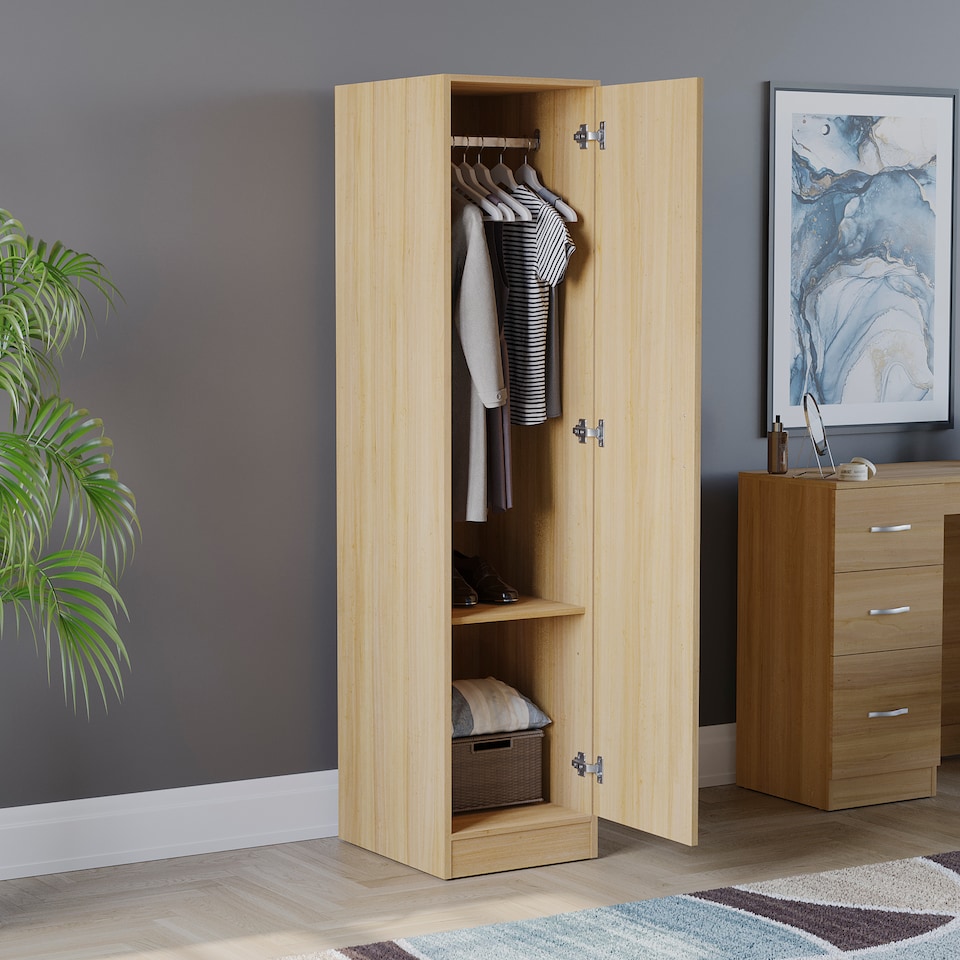 image 1 of Vida Designs Riano 1 Door Wardrobe With Shelf & Clothes Rail, Pine